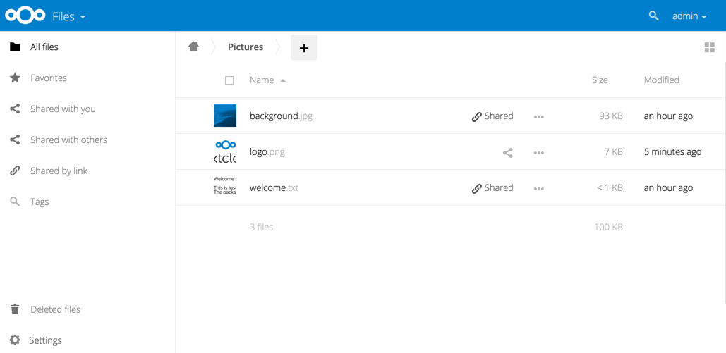 The Files view screen.