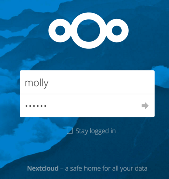 Nextcloud login screen.